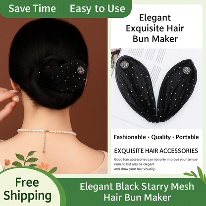 Collection 1 : Light Luxury Camellia Bow Hair Bun Maker  Elegant Black Starry Mesh Twist / Coil / Braider & Headdress Hair Insert Accessories for Women