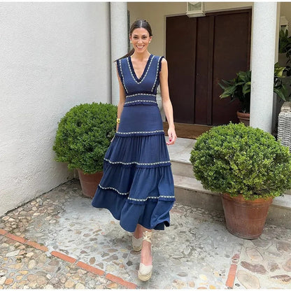 Women’s Retro Elegant Maxi Dress – Sleeveless Summer Party Wear