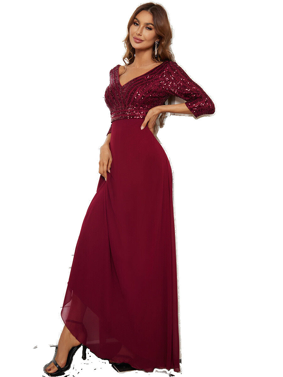 Elegant Sequin Evening Gown – Large Swing Long Party Dress for Women