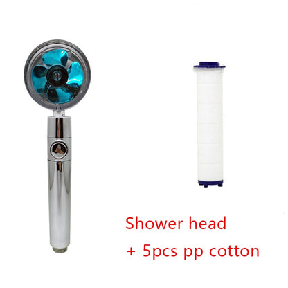 360° Rotating High Pressure Shower Head with Fan – Water Saving Spa Spray Nozzle