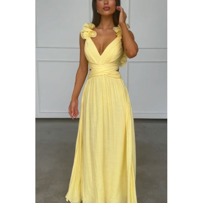 Women’s Solid Color Sleeveless Maxi Dress – Elegant Camisole Style