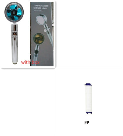 360° Rotating High Pressure Shower Head with Fan – Water Saving Spa Spray Nozzle