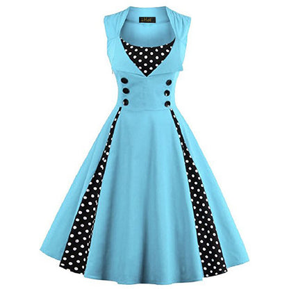 Women’s Retro Hepburn Style Swing Dress – Elegant Waist-Tight Vintage Party Wear