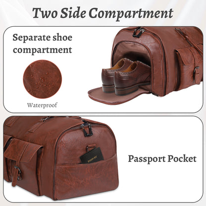 Large Capacity Men’s Leather Travel Bag – Suitcase Duffel & Storage Bag