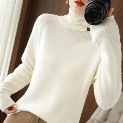 Women’s Slim Fit High Collar Sweater – Long-Sleeved Knitted Winter Top