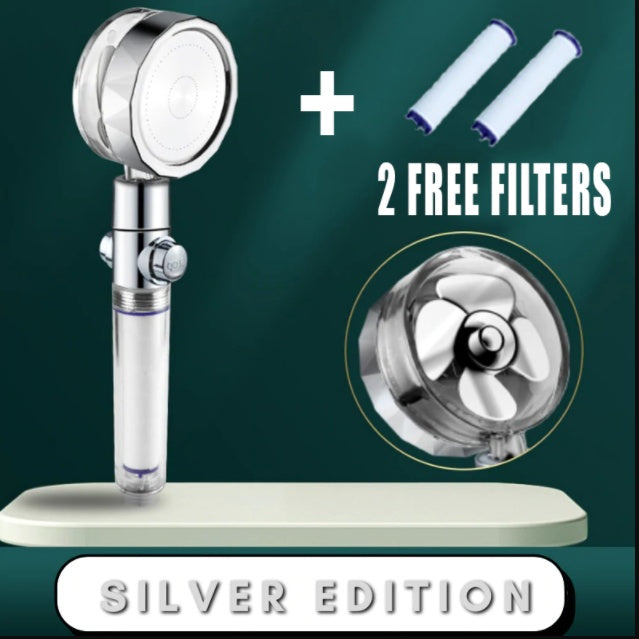 360° Rotating High Pressure Shower Head with Fan – Water Saving Spa Spray Nozzle