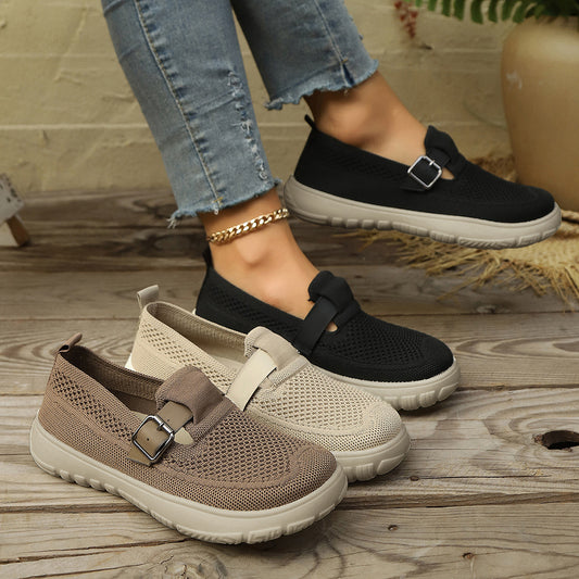 Women’s Breathable Slip-On Sneakers – Comfortable Soft Sole Walking Shoes