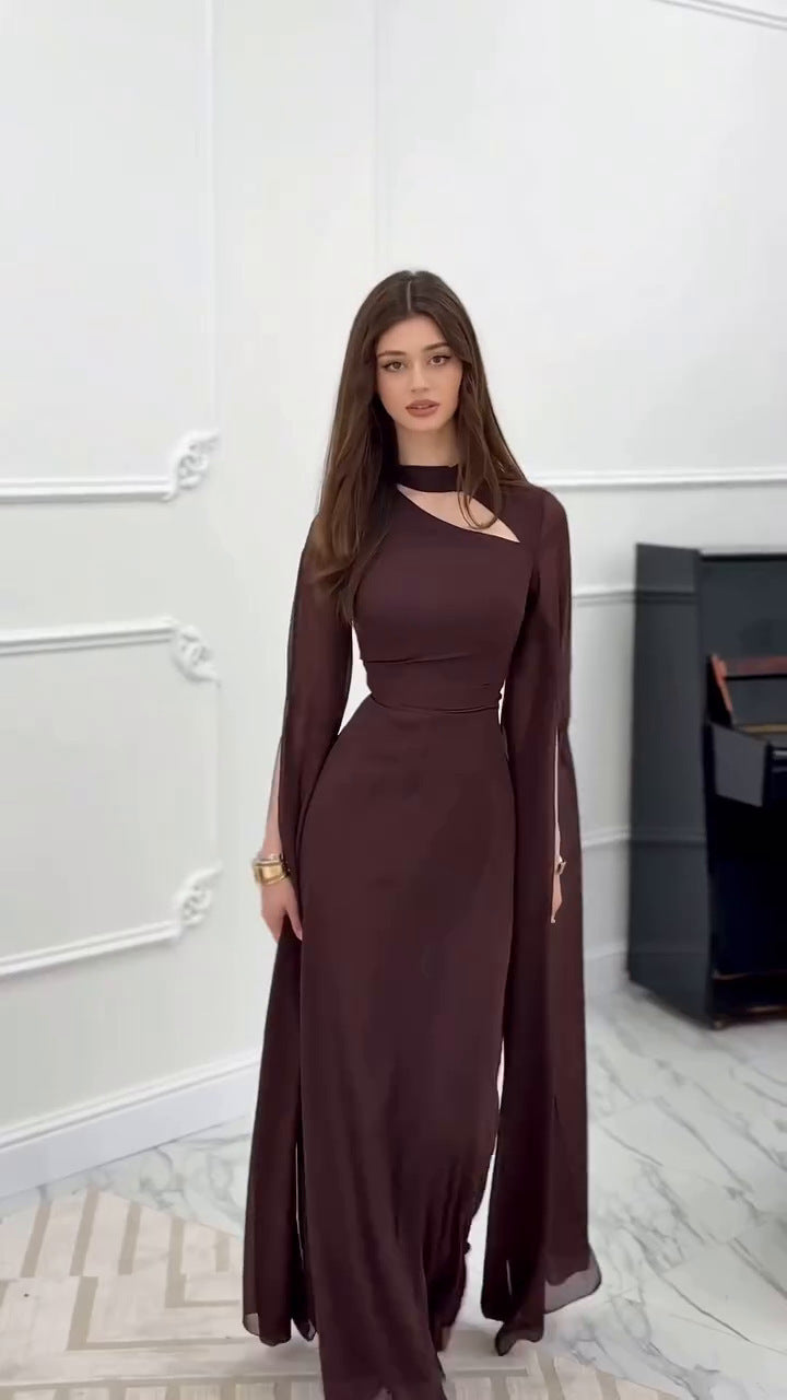 Women’s Slim-Fit Long Sleeve Maxi Dress – Elegant Bodycon Evening Party Wear
