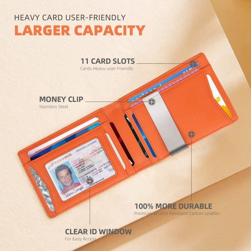 Men’s RFID Blocking Ultra-Thin Flip Two-Fold Wallet – Minimalist Slim Card Holder