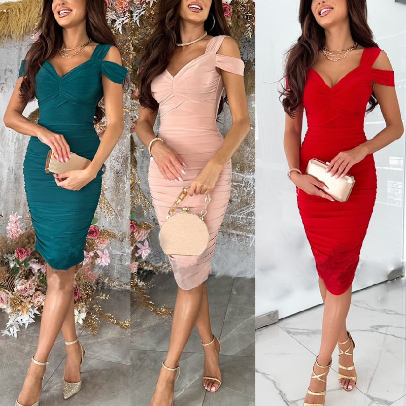Women’s Slim Fit Off-Shoulder Sheath Dress – Elegant Party & Cocktail Wear