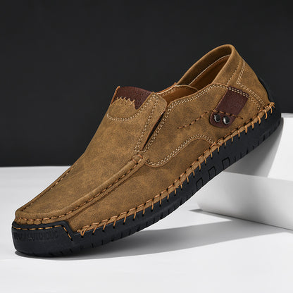 Men’s Handmade Leather Loafers – Outdoor Casual Slip-On Shoes