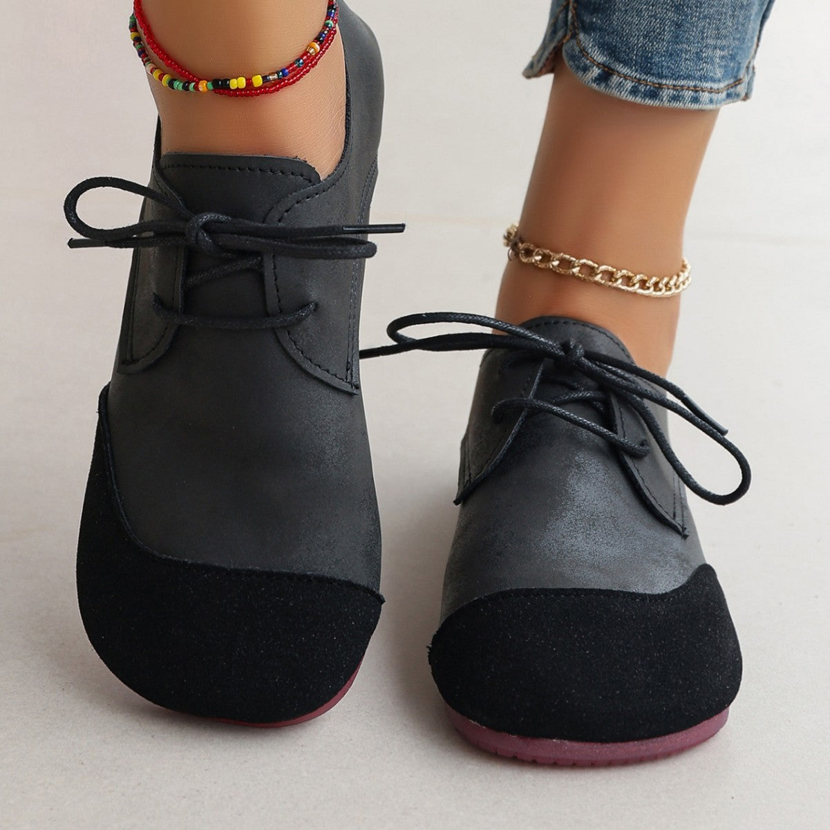 Women’s Retro Soft Leather Loafers – Flat Casual Slip-On Shoes