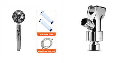 360° Rotating High Pressure Shower Head with Fan – Water Saving Spa Spray Nozzle