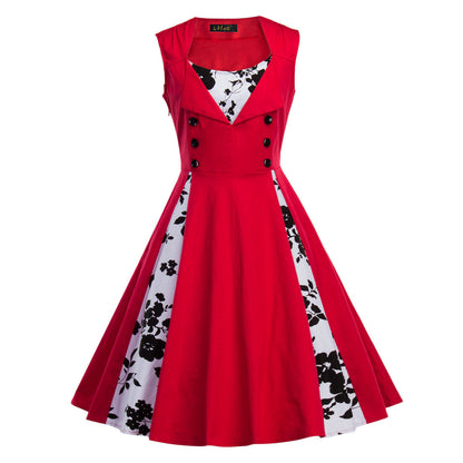 Women’s Retro Hepburn Style Swing Dress – Elegant Waist-Tight Vintage Party Wear