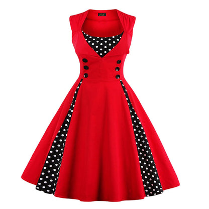 Women’s Retro Hepburn Style Swing Dress – Elegant Waist-Tight Vintage Party Wear