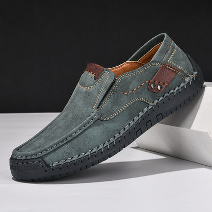 Men’s Handmade Leather Loafers – Outdoor Casual Slip-On Shoes