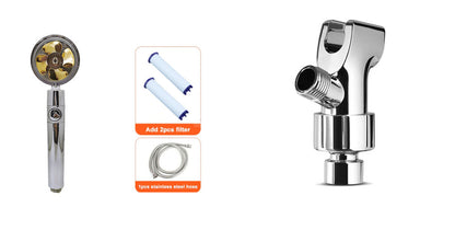 360° Rotating High Pressure Shower Head with Fan – Water Saving Spa Spray Nozzle
