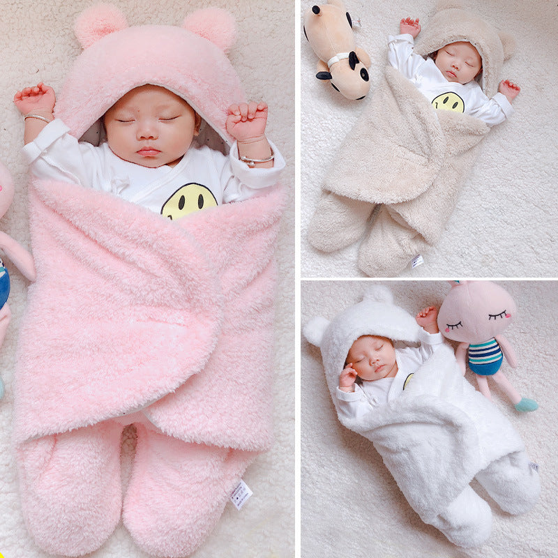 Baby Sleeping Bag Envelope – Winter Swaddle Blanket with Bear Design for Newborns
