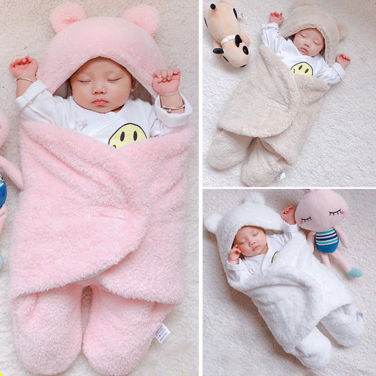 Baby Sleeping Bag Envelope – Winter Swaddle Blanket with Bear Design for Newborns