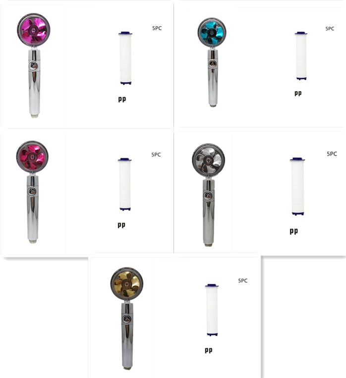 360° Rotating High Pressure Shower Head with Fan – Water Saving Spa Spray Nozzle