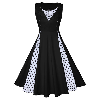 Women’s Retro Hepburn Style Swing Dress – Elegant Waist-Tight Vintage Party Wear