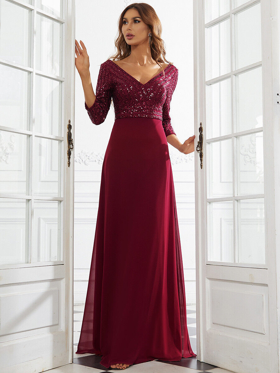 Elegant Sequin Evening Gown – Large Swing Long Party Dress for Women