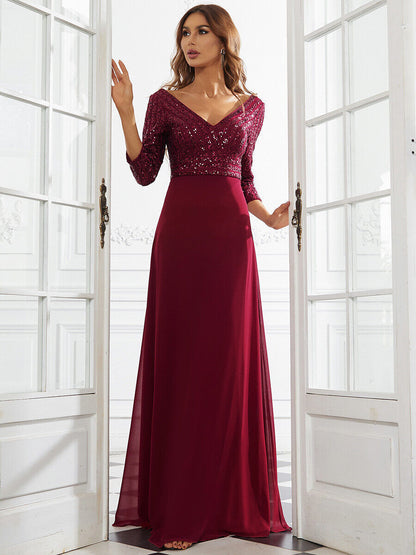 Elegant Sequin Evening Gown – Large Swing Long Party Dress for Women