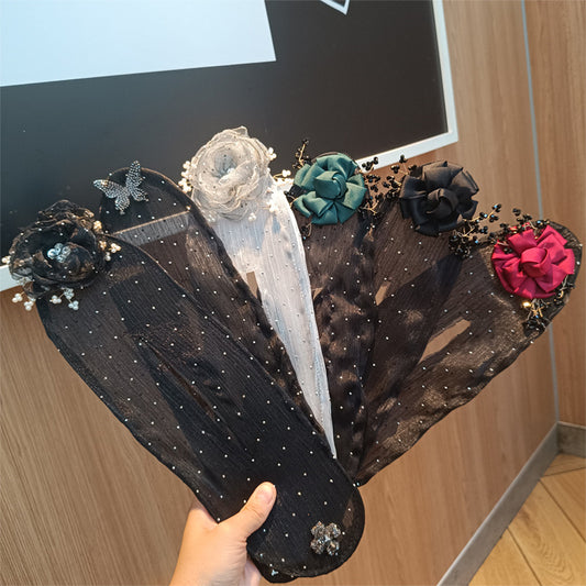 Collection 2 : Light Luxury Camellia Bow Hair Bun Maker  Elegant Black Starry Mesh Twist / Coil / Braider & Headdress Hair Insert Accessories for Women