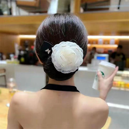 Collection 1 : Light Luxury Camellia Bow Hair Bun Maker  Elegant Black Starry Mesh Twist / Coil / Braider & Headdress Hair Insert Accessories for Women
