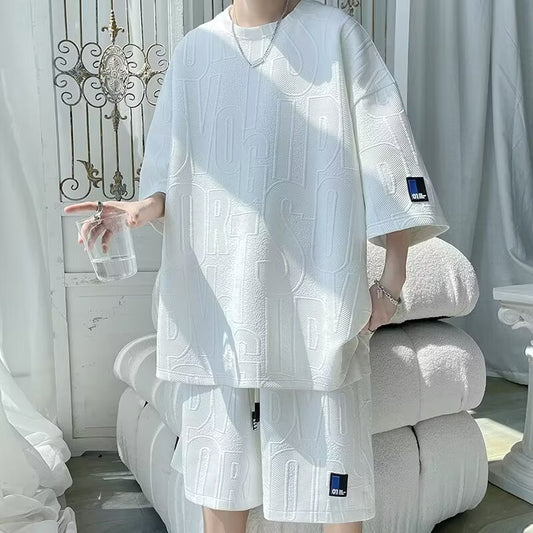Mens Summer Two-Piece Suit (Oversized T-Shirt + Shorts)