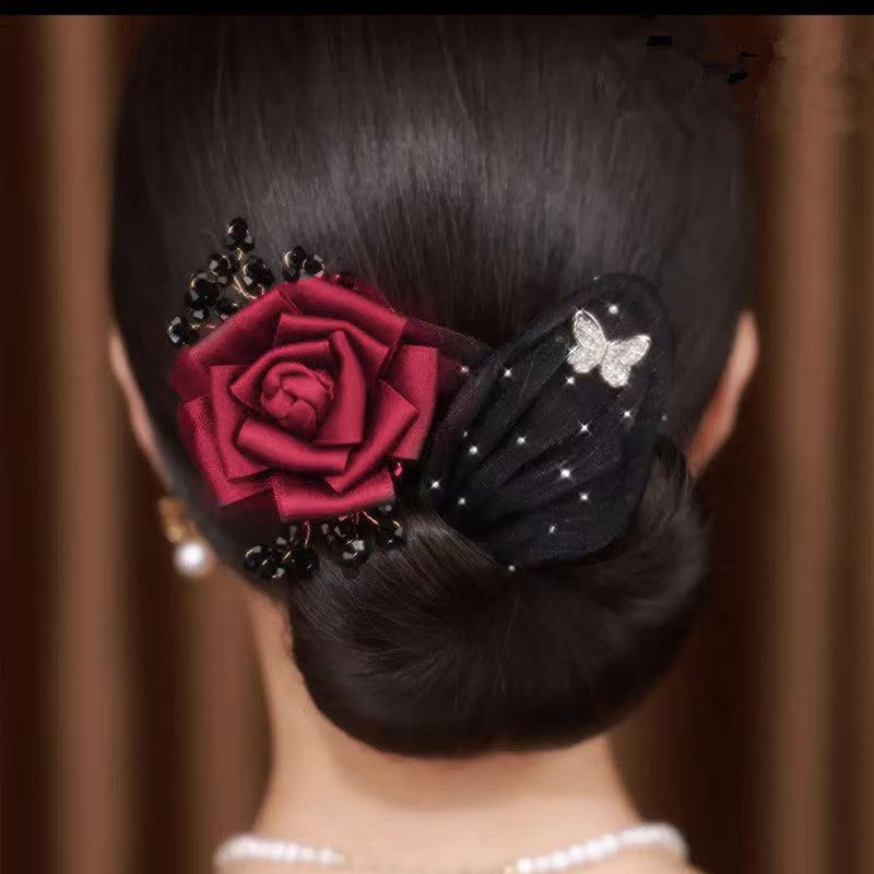 Collection 3 : Light Luxury Camellia Bow Hair Bun Maker  Elegant Black Starry Mesh Twist / Coil / Braider & Headdress Hair Insert Accessories for Women