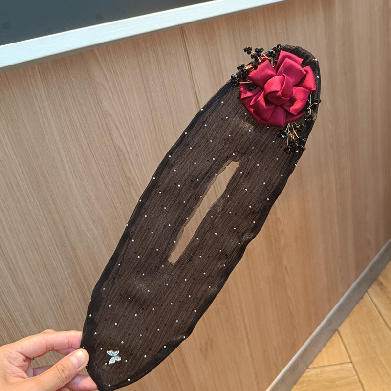 Collection 2 : Light Luxury Camellia Bow Hair Bun Maker  Elegant Black Starry Mesh Twist / Coil / Braider & Headdress Hair Insert Accessories for Women
