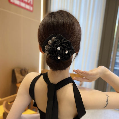 Collection 1 : Light Luxury Camellia Bow Hair Bun Maker  Elegant Black Starry Mesh Twist / Coil / Braider & Headdress Hair Insert Accessories for Women