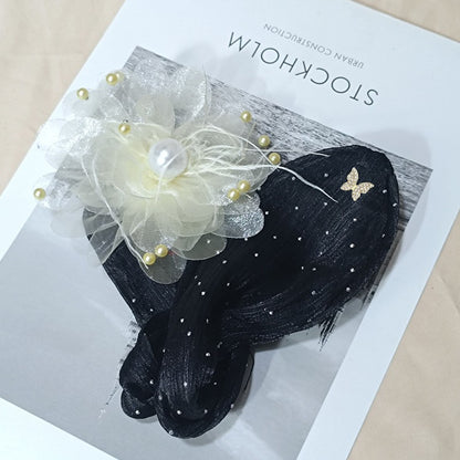 Collection 2 : Light Luxury Camellia Bow Hair Bun Maker  Elegant Black Starry Mesh Twist / Coil / Braider & Headdress Hair Insert Accessories for Women