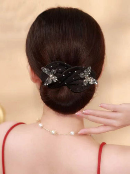 Collection 3 : Light Luxury Camellia Bow Hair Bun Maker  Elegant Black Starry Mesh Twist / Coil / Braider & Headdress Hair Insert Accessories for Women