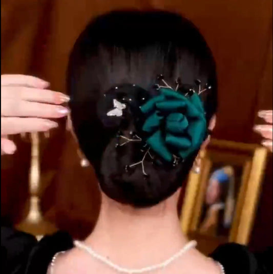 Collection 3 : Light Luxury Camellia Bow Hair Bun Maker  Elegant Black Starry Mesh Twist / Coil / Braider & Headdress Hair Insert Accessories for Women