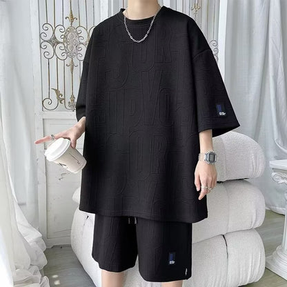 Mens Summer Two-Piece Suit (Oversized T-Shirt + Shorts)
