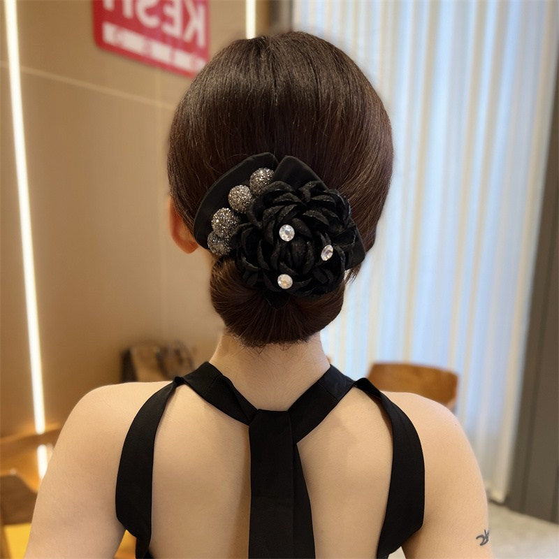 Collection 1 : Light Luxury Camellia Bow Hair Bun Maker  Elegant Black Starry Mesh Twist / Coil / Braider & Headdress Hair Insert Accessories for Women