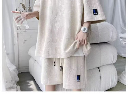 Mens Summer Two-Piece Suit (Oversized T-Shirt + Shorts)