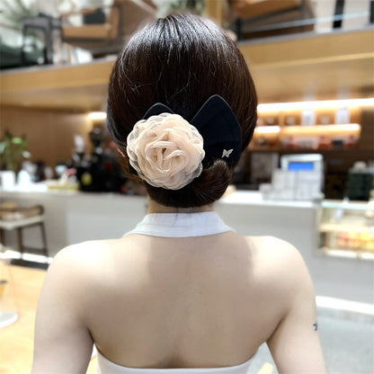 Collection 1 : Light Luxury Camellia Bow Hair Bun Maker  Elegant Black Starry Mesh Twist / Coil / Braider & Headdress Hair Insert Accessories for Women
