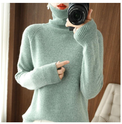 Women’s Slim Fit High Collar Sweater – Long-Sleeved Knitted Winter Top