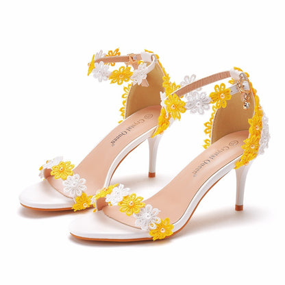 Women’s Beaded Summer Sandals – Elegant Stiletto High Heels