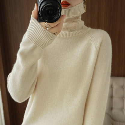 Women’s Slim Fit High Collar Sweater – Long-Sleeved Knitted Winter Top