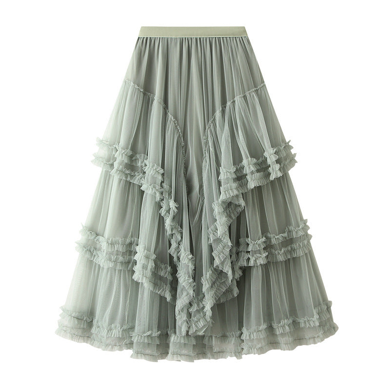 Women’s Slimming Multi-layer High-Grade Gauze Skirt – Elegant Layered Long Skirt
