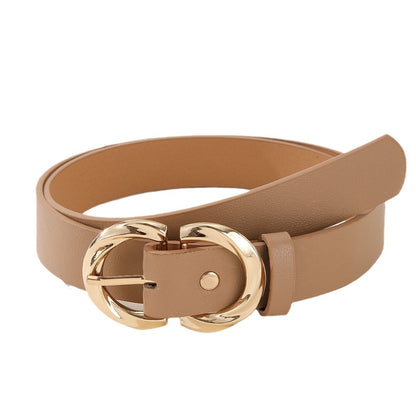 Women’s Leather Belt with Gold Buckle – Stylish Casual & Dress Accessory
