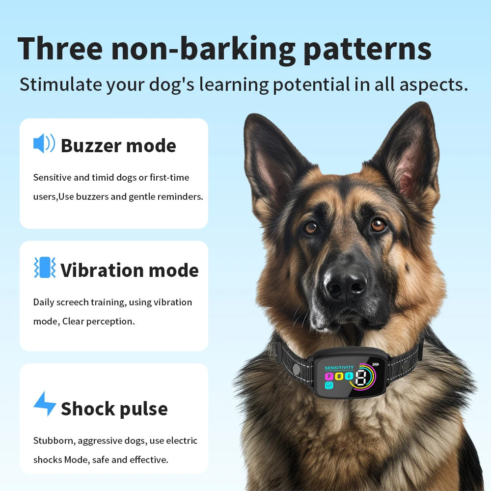 Smart Dog training & Anti-Barking Dog Collar – Rechargeable Waterproof Bark Control Device