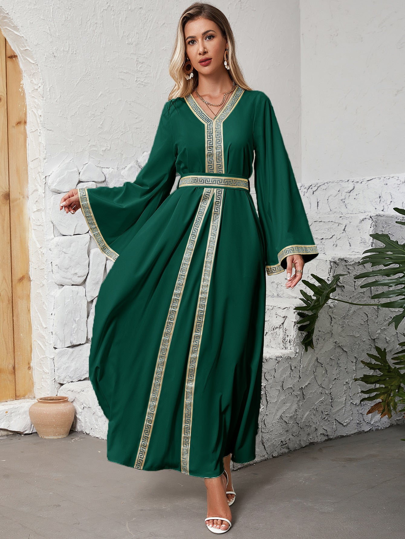 Women’s Boho Long Sleeve Maxi Dress – Elegant Flowy Evening Wear