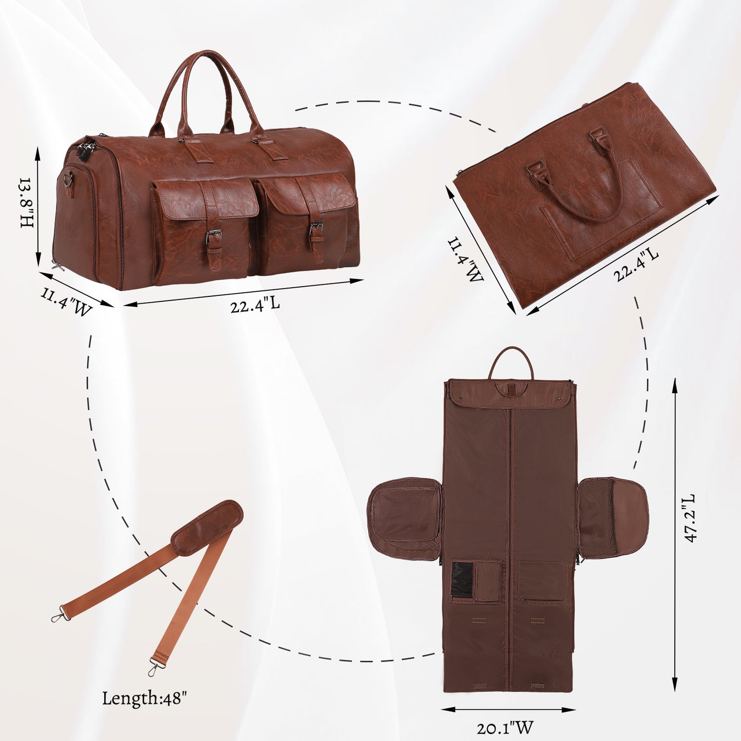 Large Capacity Men’s Leather Travel Bag – Suitcase Duffel & Storage Bag
