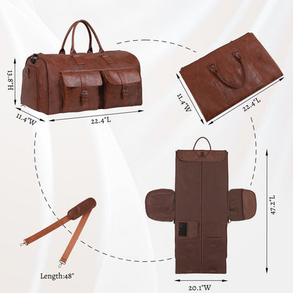 Large Capacity Men’s Leather Travel Bag – Suitcase Duffel & Storage Bag