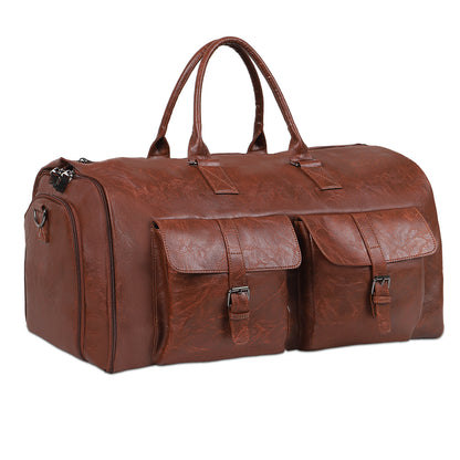 Large Capacity Men’s Leather Travel Bag – Suitcase Duffel & Storage Bag